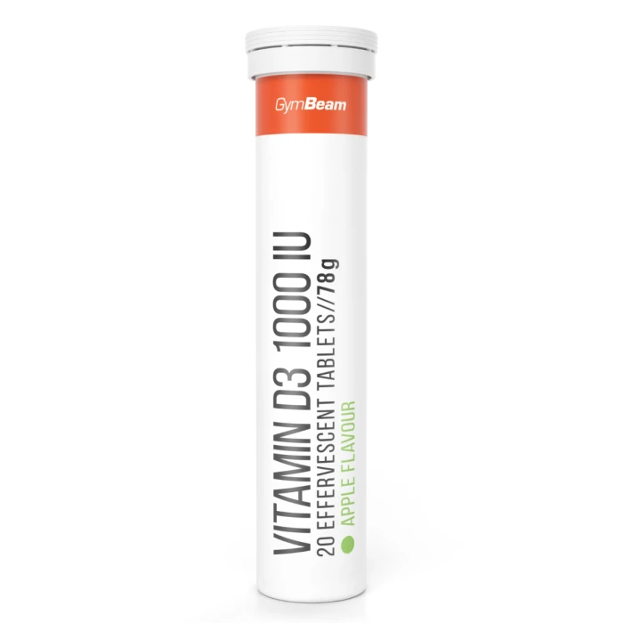 GymBeam Šumivý Vitamín D3 1000 IU 20 tab. zelené jablko