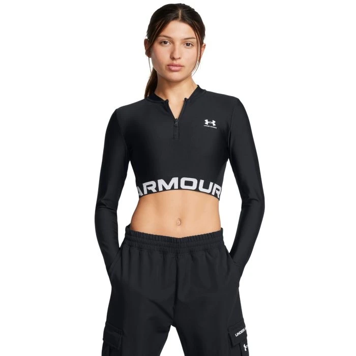 Under Armour Dámsky top HeatGear Rib 1/4 Zip LS Black  LL