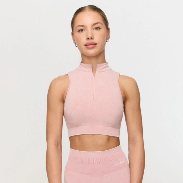 GymBeam Bezšvová športová podprsenka Fierce Baby Pink  S