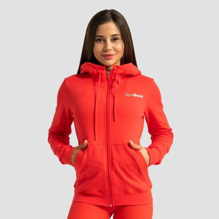 GymBeam Dámska mikina so zipsom Limitless Hot Red  SS