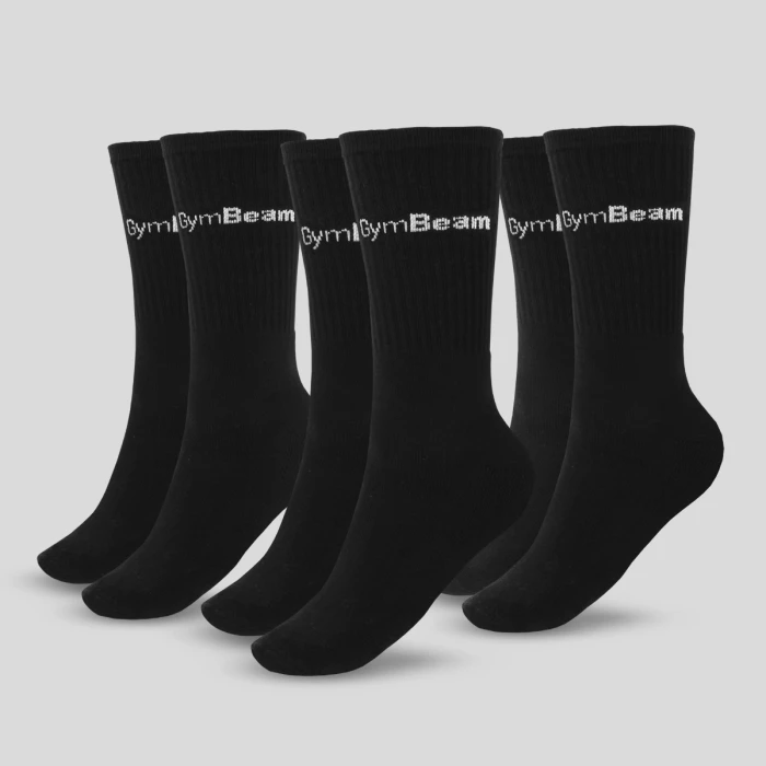 GymBeam Ponožky 3/4 Socks 3Pack Black  LL