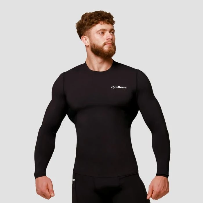 GymBeam Kompresné tričko s dlhým rukávom Mid Black  M