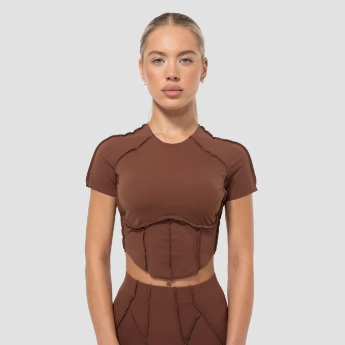 GymBeam Dámske tričko Cropped Cosmo Brown  S