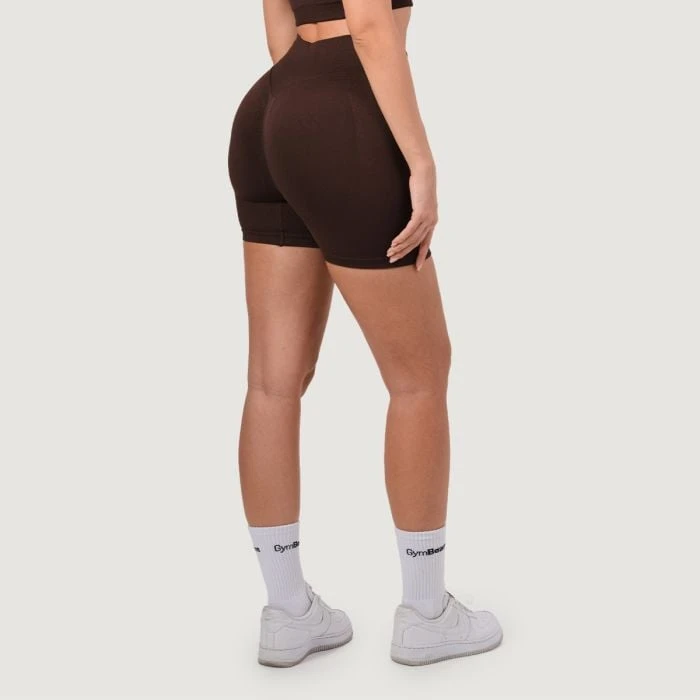 GymBeam Dámske bezšvové šortky NEO Mocha  S