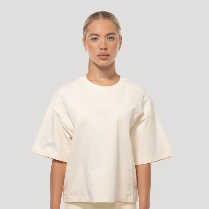 GymBeam Dámske tričko Oversized Mochi Cream  S