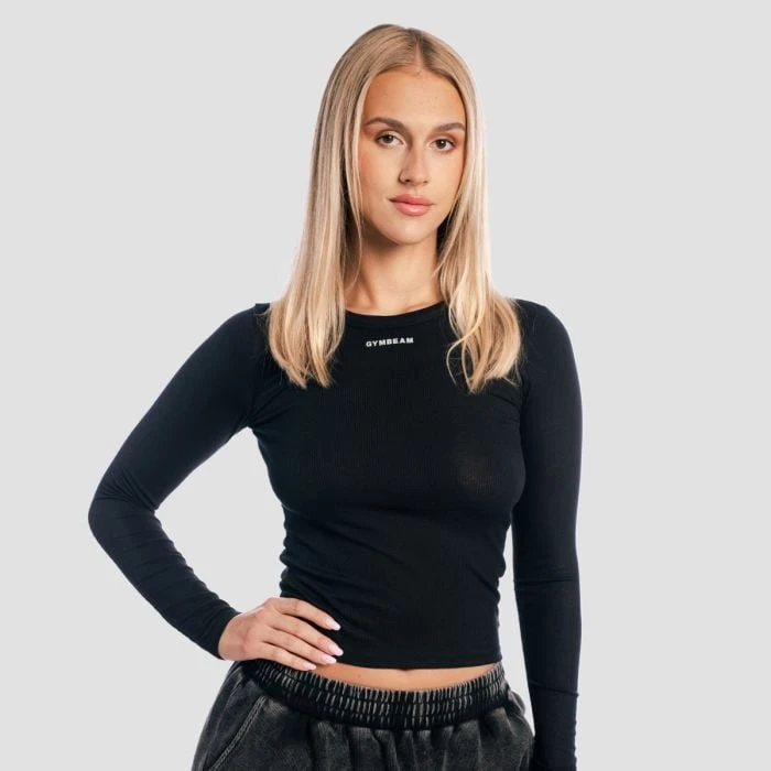 GymBeam Dámske tričko s dlhým rukávom Aura Black  L