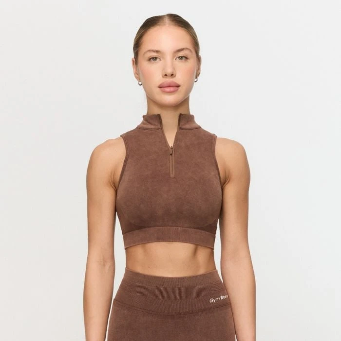 GymBeam Bezšvová športová podprsenka Fierce Brown  M