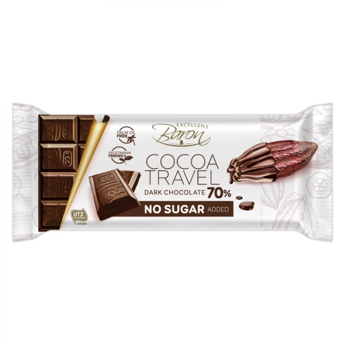 Baron Horká čokoláda bez pridaného cukru Cocoa travel 90 g