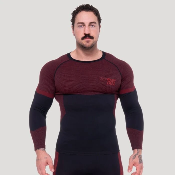 GymBeam Bezšvové tričko s dlhým rukávom OG1 Black/Red  M
