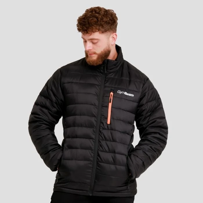 GymBeam Pánska bunda Puffer Black/Orange  LL