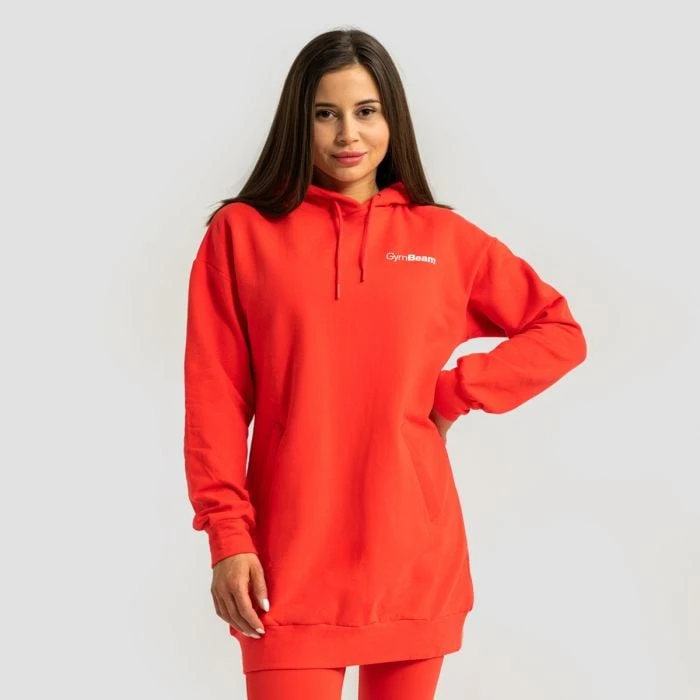 GymBeam Dámska Longline mikina Limitless Hot Red  MM