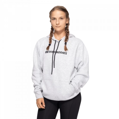 Better Bodies Hoodie Logo Light Grey Melange  M