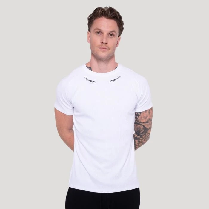 GymBeam Tričko Tribal Ribbed White  S