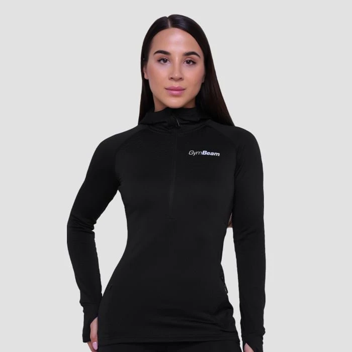 GymBeam Dámska bežecká mikina 1/2 Zip Pulse Black  SS