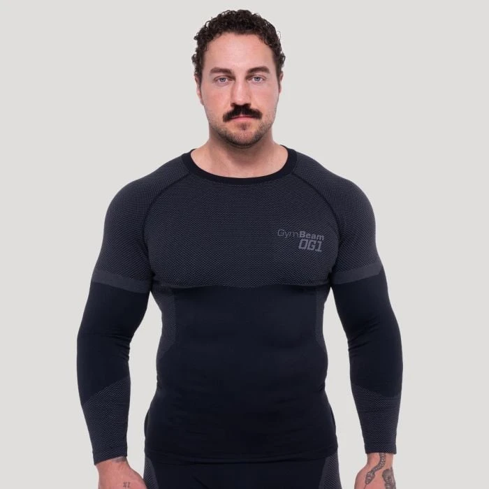 GymBeam Bezšvové tričko s dlhým rukávom OG1 Black/Grey  L