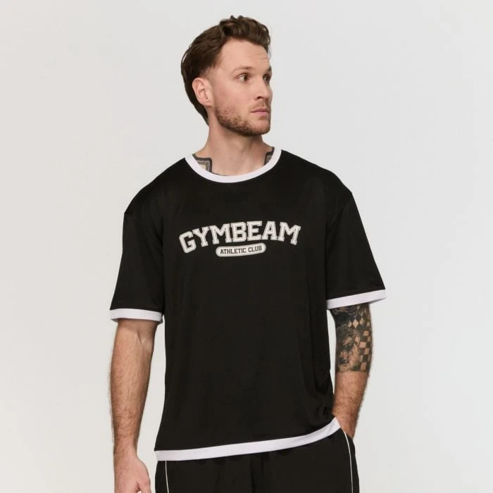 GymBeam Tričko Oversized Varsity Black  M