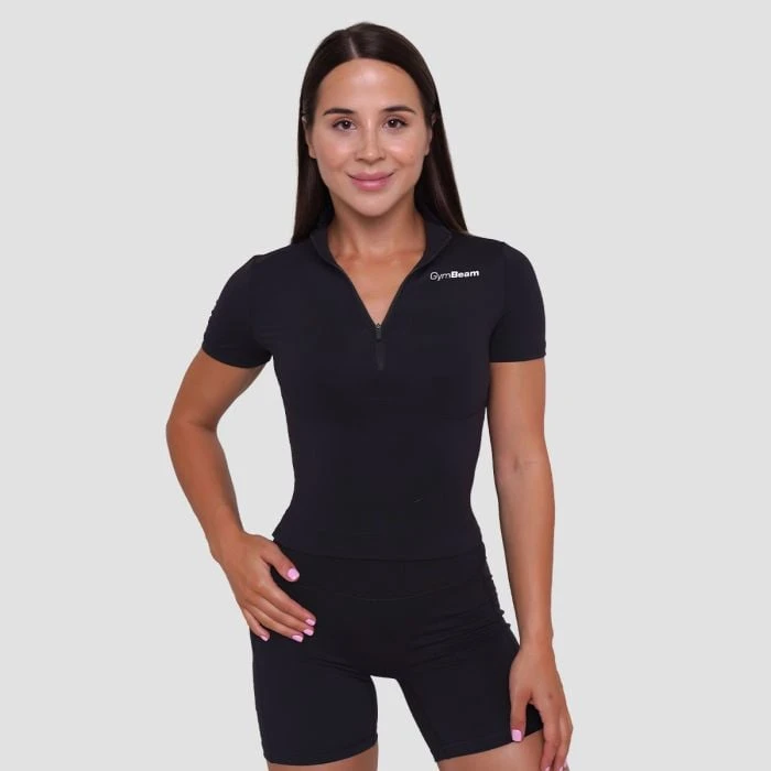 GymBeam Dámske tričko Cropped Ignite Black  SS