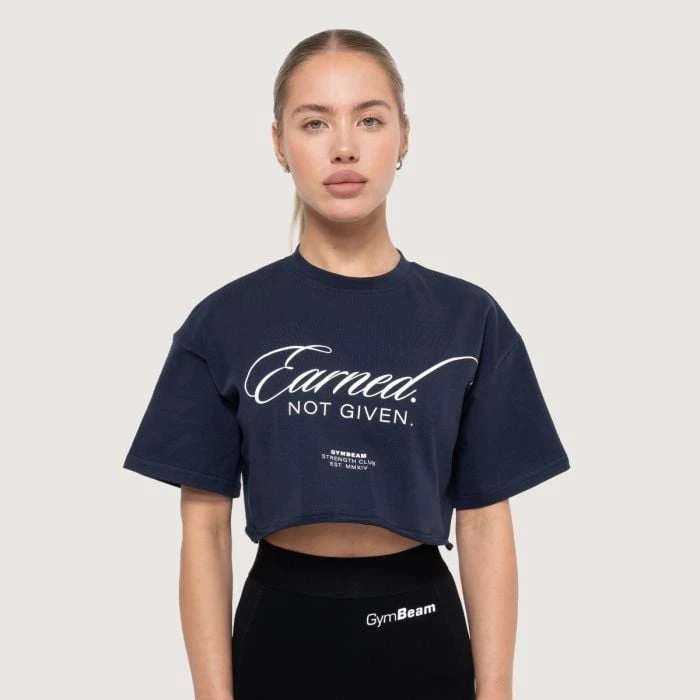 GymBeam Dámske cropped tričko Earned Midnight  S