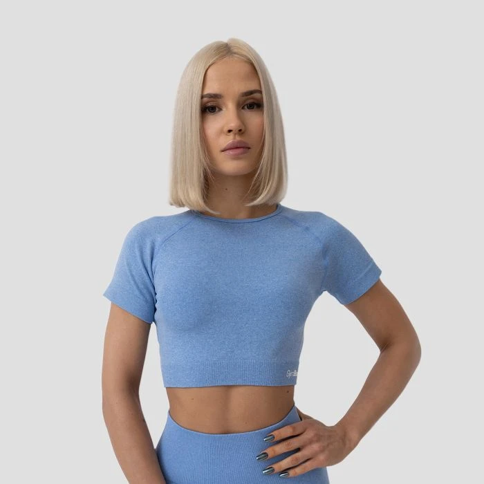 GymBeam Dámske tričko FLO Crop-Top Blue  LL