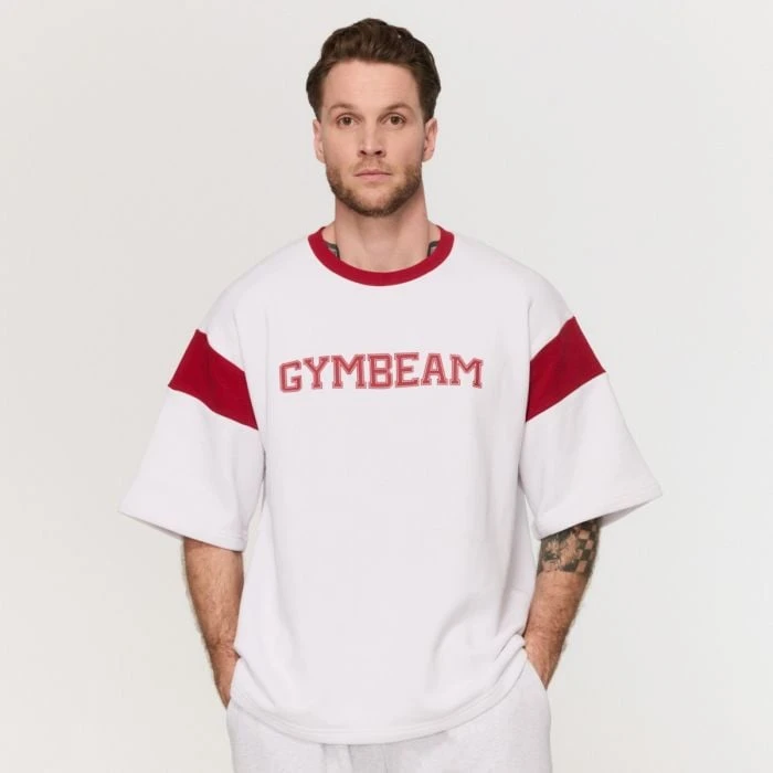 GymBeam Tričko Premium Heavyweight Varsity White  L