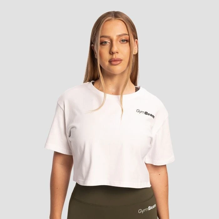 GymBeam Dámske tričko Cropped Limitless White  L