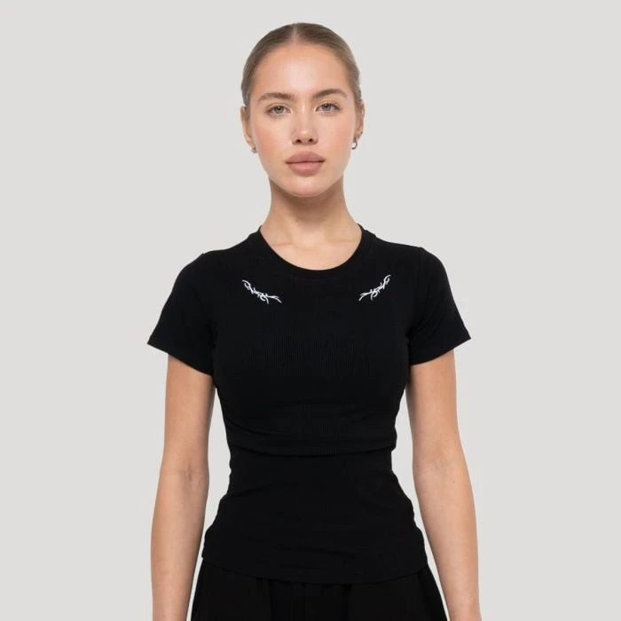 GymBeam Dámske tričko Tribal Ribbed Black  S