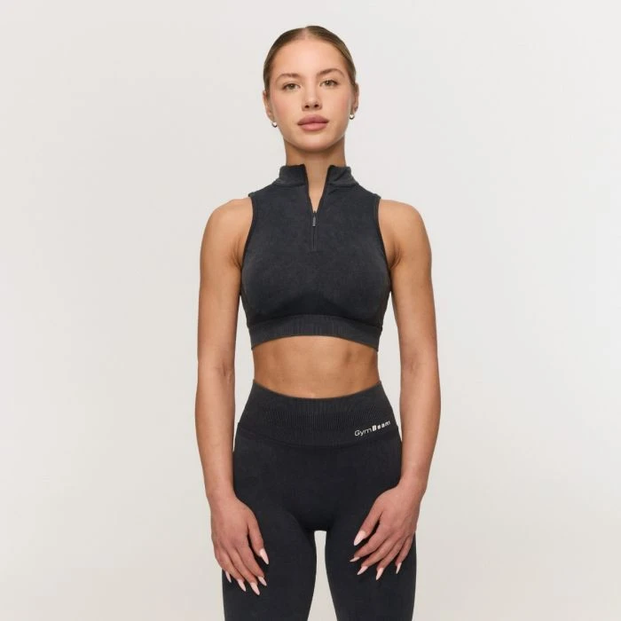 GymBeam Bezšvová športová podprsenka Fierce Dark Grey  S