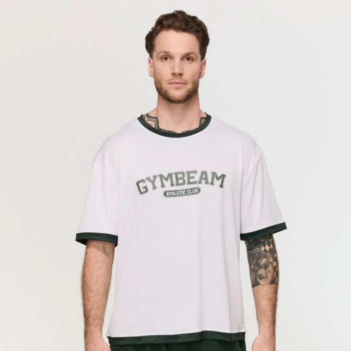 GymBeam Tričko Oversized Varsity White  L