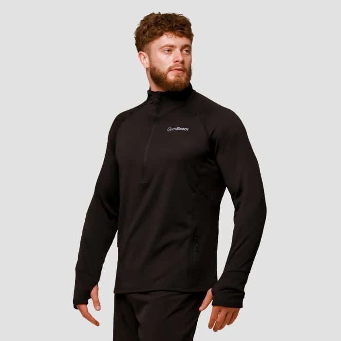 GymBeam Bežecká mikina 1/2 Zip Pulse Black  MM