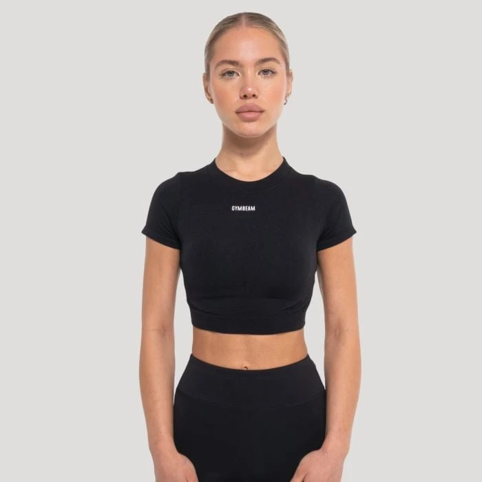 GymBeam Dámsky top Crop Flow Black  L