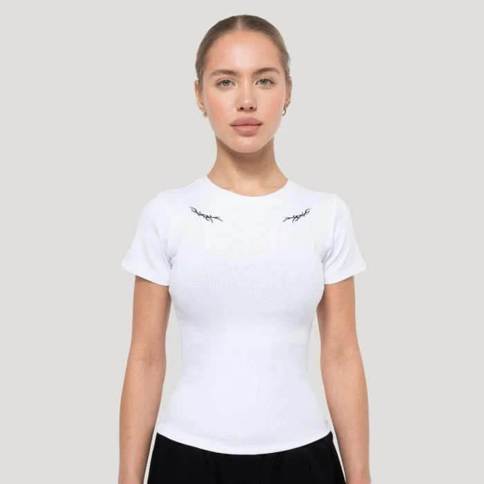 GymBeam Dámske tričko Tribal Ribbed White  S