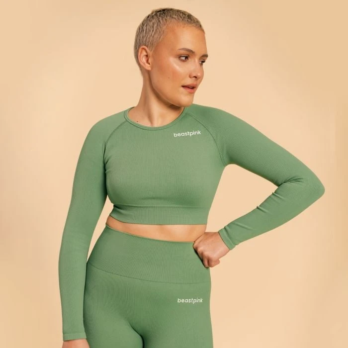 BeastPink Dámske tričko Hyper Crop-Top Olivine  LL