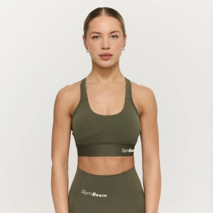 GymBeam Športová podprsenka Combat Olive Grey  S