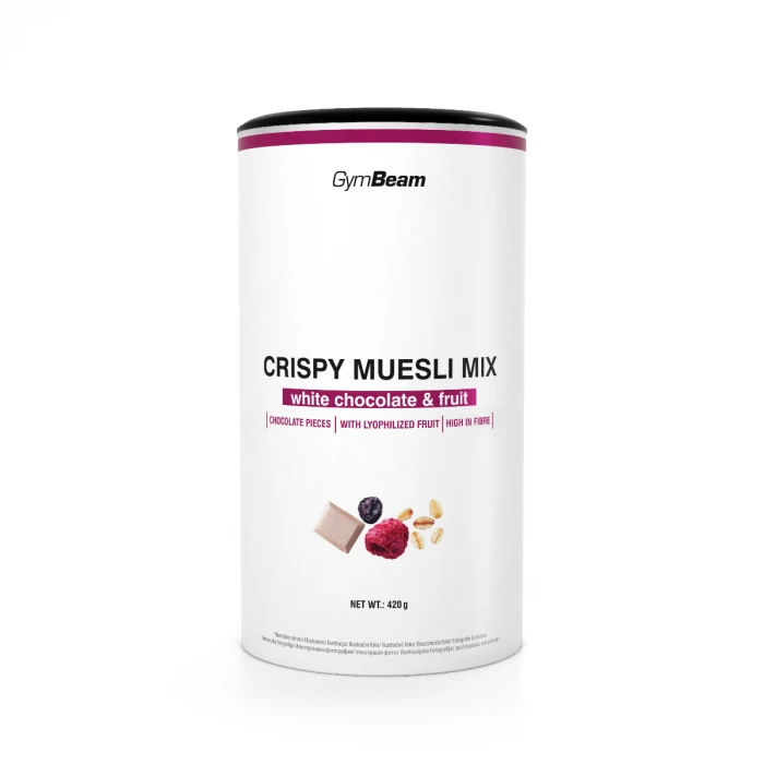 GymBeam Crispy Muesli Mix biela čokoláda ovocie