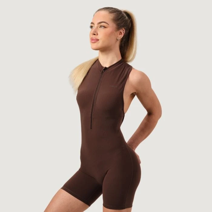 GymBeam Dámsky overal Zip-Up NEO Mocha  S