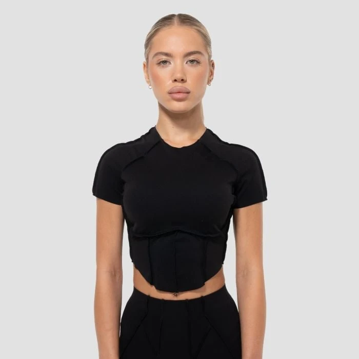 GymBeam Dámske tričko Cropped Cosmo Black  S