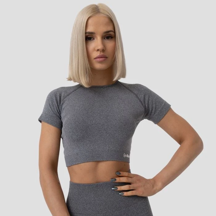 GymBeam Dámske tričko FLO Crop-Top Grey  LL