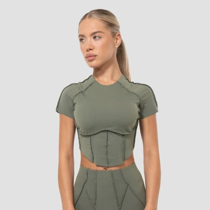 GymBeam Dámske tričko Cropped Cosmo Olive  S