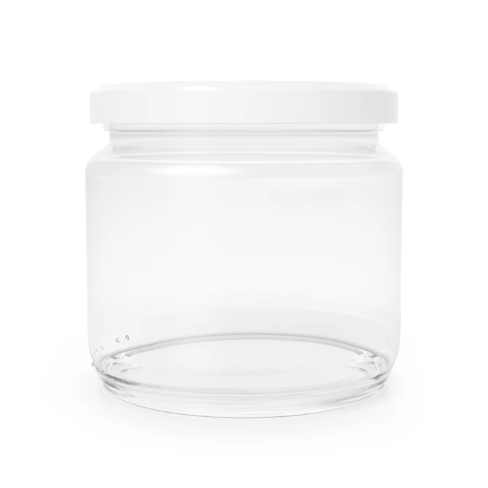 Glass jar with metalic lid