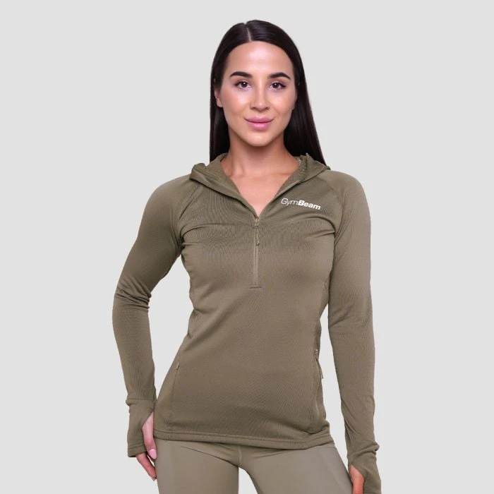 GymBeam Dámska bežecká mikina 1/2 Zip Pulse Vetiver  MM