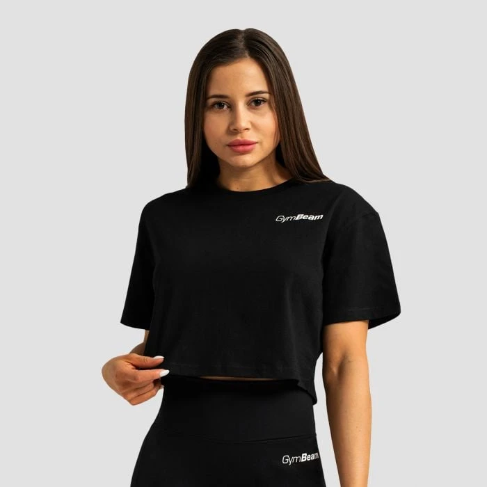 GymBeam Dámske tričko Cropped Limitless Black  MM
