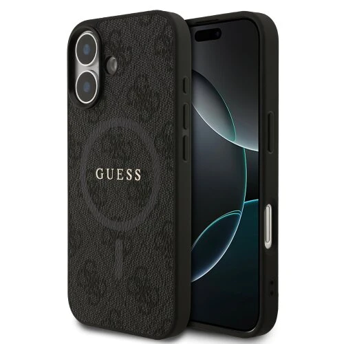 Guess PU Leather 4G Colored Ring MagSafe Zadní Kryt pro iPhone 17 Black
