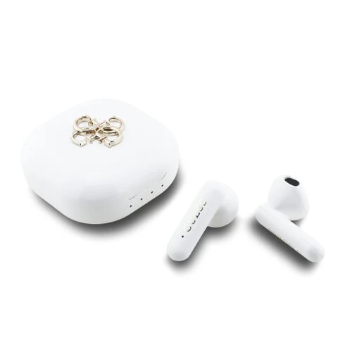 Guess 4G Metal Logo TWS Bezdrátová Sluchátka White