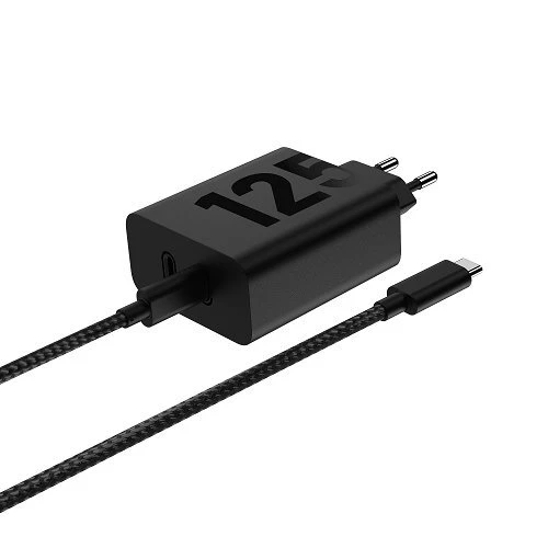 Motorola TurboPower Duo 2x USB-C 125W Cestovná Nabíjačka + USB-C/USB-C Datový Kábel 2M - Čierny