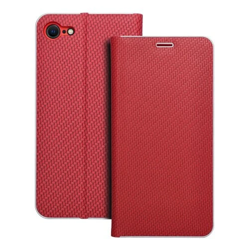 Puzdro Luna Book Carbon iPhone 7/8/SE 2020/SE 2022 - červené