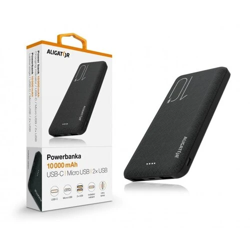 Powerbanka ALIGATOR PBAL1000, 10 000mAh 2v1, Čierna
