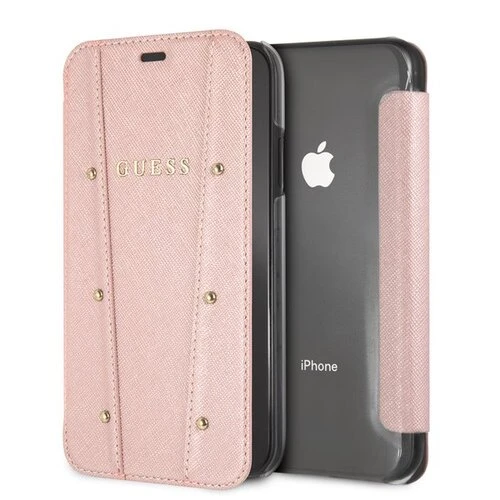 Puzdro Guess iPhone XR GUFLBKI61KAILRG knižkové - ružovozlaté