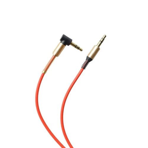 Lomený kábel AUX 2x3.5mm jack 1m Červený (bulk)