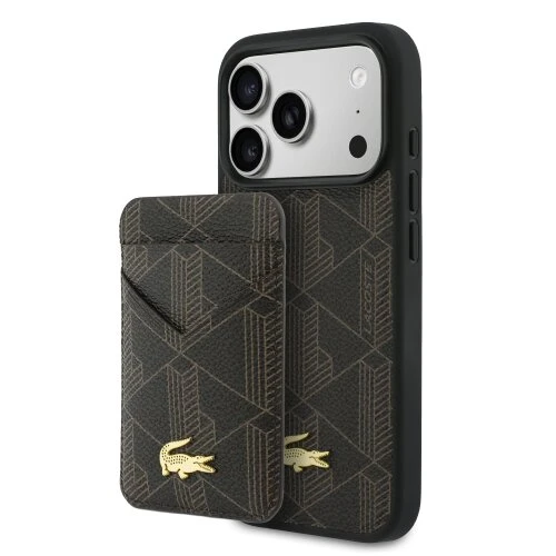 Lacoste PVC Blend MagSafe Zadní Kryt + Peněženka pro iPhone 18 Pro Max/17 Pro Max Brown