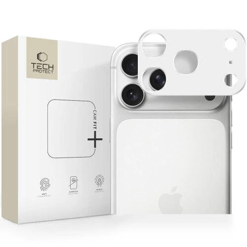 Ochranné sklo na fotoaparát Tech-Protect Camalloy Fit+ iPhone 17 Pro Max - strieborná